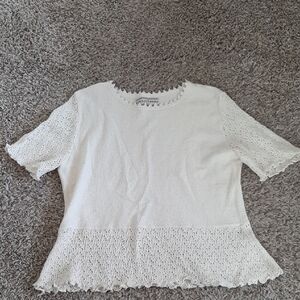 Elegant Cream Lace Trim Blouse